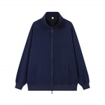 Womens Loose-Fit Zip-Up Hooded Jacket Solid-Color Sweatshirt