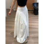 Pleated High-waisted A-line Maxi Skirt