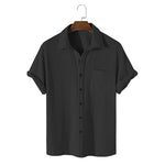 Waffle-Weave Simple Solid-Colored Mens Shirt