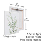 4PCS 8X10in,Botanical Plant Canvas Wall Art, Framed Boho Wall Decor For Bathroom, Minimalist Aesthetic Bedroom Wall Art