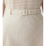 Womens Linen A-line Skirt With Defined Waist