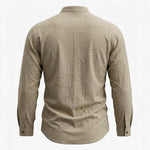 Stand Collar Vertical Pleat Long Sleeve Casual Shirt