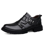 Mens Versatile Thick-Soled Genuine Leather Shoes Made From Full-Grain Cowhide