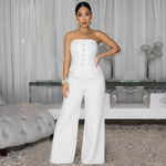 Womens Sexy Strapless Backless Jumpsuit