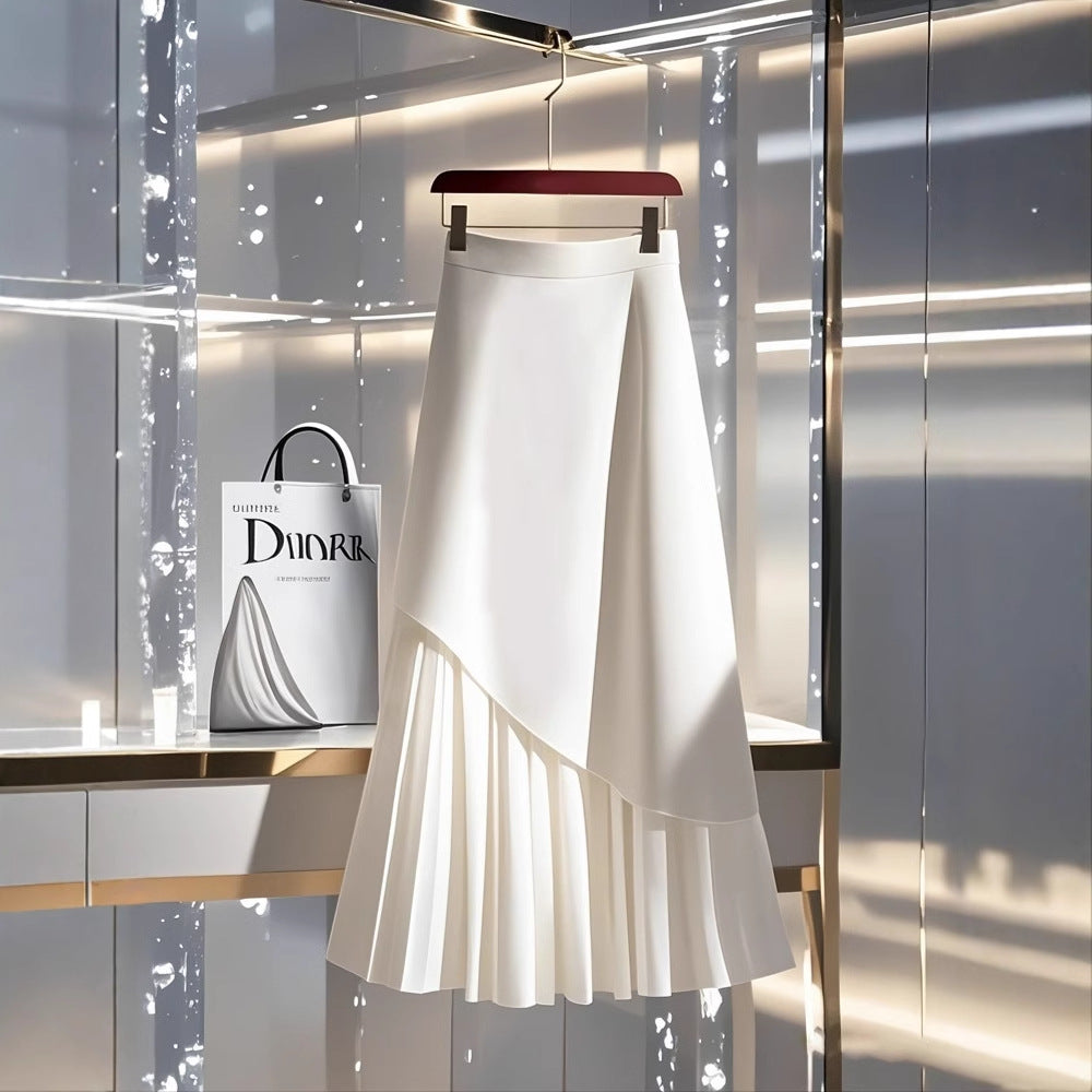 Fashionable White A-line Long Skirt
