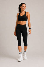 Women's High Waist Capri Leggings With Side Pocket Stretch Cropped Active Pants
