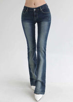 Low Waisted Elastic Slim Fit Floor Hugging Jeans