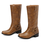 Plus-size Square-toe Bootie Denim Boots For Women