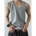 Mens Gray American-Style Ribbed Tank Top