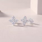 S925 Sterling Silver Gold Plated Clover Stud Earrings, D-VVS1 Moissanite, 1.2g Women's Jewelry Gift Box