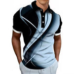 Mens 3D Digital-Print Sporty-Casual Geometric Short-Sleeve Shirt