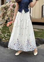 Womens FashionableWaist-cinching Printed Midi Skirt