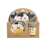 Five-piece Bamboo Fiber Children's Tableware Bowl And Dish Set