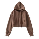Hooded Cropped Sweatshirt Womens Casual Sports Jacket