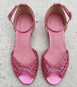 Retro Knitted Hollow-Out Low-Heel Closed-Toe Shoes For Women