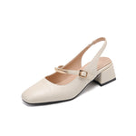 Casual Block-heeled Sandals With A Square Toe Featuring Rivet Accents And A Strap-over Design