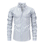 Vertical Stripe Button Down Long Sleeve Shirt