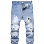 Men's Motorcycle Zipper-Decorated Jeans Slim Fit Ripped