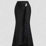 Solid-color Metal-decorated Fishtail Skirt