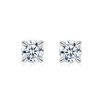 S925 Sterling Silver Moissanite Stud Earrings, 0.5&2ct D-VVS1 4-Prong Basket Pave With Screw Backs, GRA Certificate Gift Box