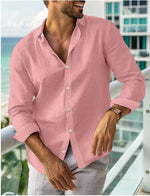 Mens Long-sleeve Lapel-button Shirt
