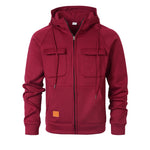 Mens Loose-Fit Hoodie With Multiple Pockets And A Stand-Up Collar