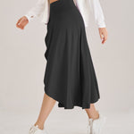 Fashionable Irregular-Slit Solid-Color Skirt For Women