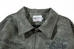 Men's Cross Print Loose Leather Jacket