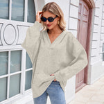 Solid-color Pocketed Long-sleeve Hooded Sweatshirt Jacket