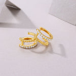 S925 Sterling Silver Double Hoop Earrings, D-VVS1 Moissanite Beaded Huggies, Platinum Plated 2.8g Women's Jewelry Gift Box