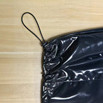 PU Faux Leather Mirrored Surface High-neck Zip-up Loose-fit Streetwear Hoodie