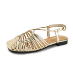 Summer New Flat-bottom Cross-strap Fashionable Soft-soled Closed-toe Shoes