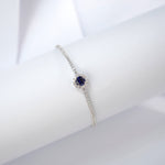 S925 Sterling Silver Tennis Bracelet, 6.5mm Lab-Grown Ruby Sapphire Emerald Halo Adjustable Chain, Platinum Plated 3.5g Women's Jewelry Gift Box
