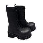 Super Cool Big-head Boots Womens Mid-calf Boots New Style Chunky Heel Height-increasing