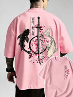 Mens Casual Loose-fit Printed Round-neck Short-sleeve Shirt