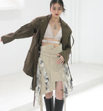 Lace-trimmed Asymmetrical High-waisted Skirt