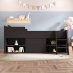 Cabin Bed Mid Sleeper Bed Frame Storage Kids Wooden Bed With Drawers Shelf Storage Low Sleeper Bed 3ft Single Children's White Wooden Bed - 3ft Single 90 X 190 Cm Frame Only