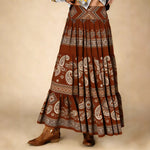 Versatile Bohemian Print High-Waist Slimming Skirt