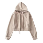 Hooded Cropped Sweatshirt Womens Casual Sports Jacket