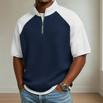 Mens Color-Block Printed Waffle-Weave Casual Top