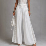 High-waisted Draping Wide-leg Jumpsuit With Side Cutouts