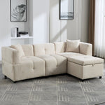 80 Sectional Sofa Couch With Removable Storage Ottoman, Fabric Sofa For Living Room Apartment, L-Shaped Sofa With 2 Pillows For Home Apartment Office Living Room