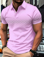 Mens Minimalist Casual Button-down Plaid-print Polo Shirt