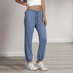 Women's Casual Solid-Colored Ice Silk Sports Trousers