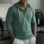 Outdoor Leisure Fitness Sports Button-up Long-sleeved Hooded Shirt