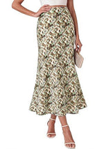 Bohemian A-line High-waisted Chic Silk Midi Dress For Women