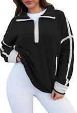 Stand-up Collar Casual Color-block Women's Zip-up Long-sleeve