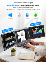 UPERFECT Portable Monitor 14 Inch Wireless Triple, Laptop Screen Extender, Ultra-Slim, 125 Percent SRGB, One Cable Plug And Play, For MacOS Win Android, Fits 13.3-17.3 Inch Laptops thumbnail 3