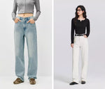 Non-fit Light-colored High-waisted Slightly Flared Jeans