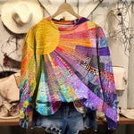 Womens Crew-Neck Pullover Casual Sweatshirt With 3D Hooded Print
